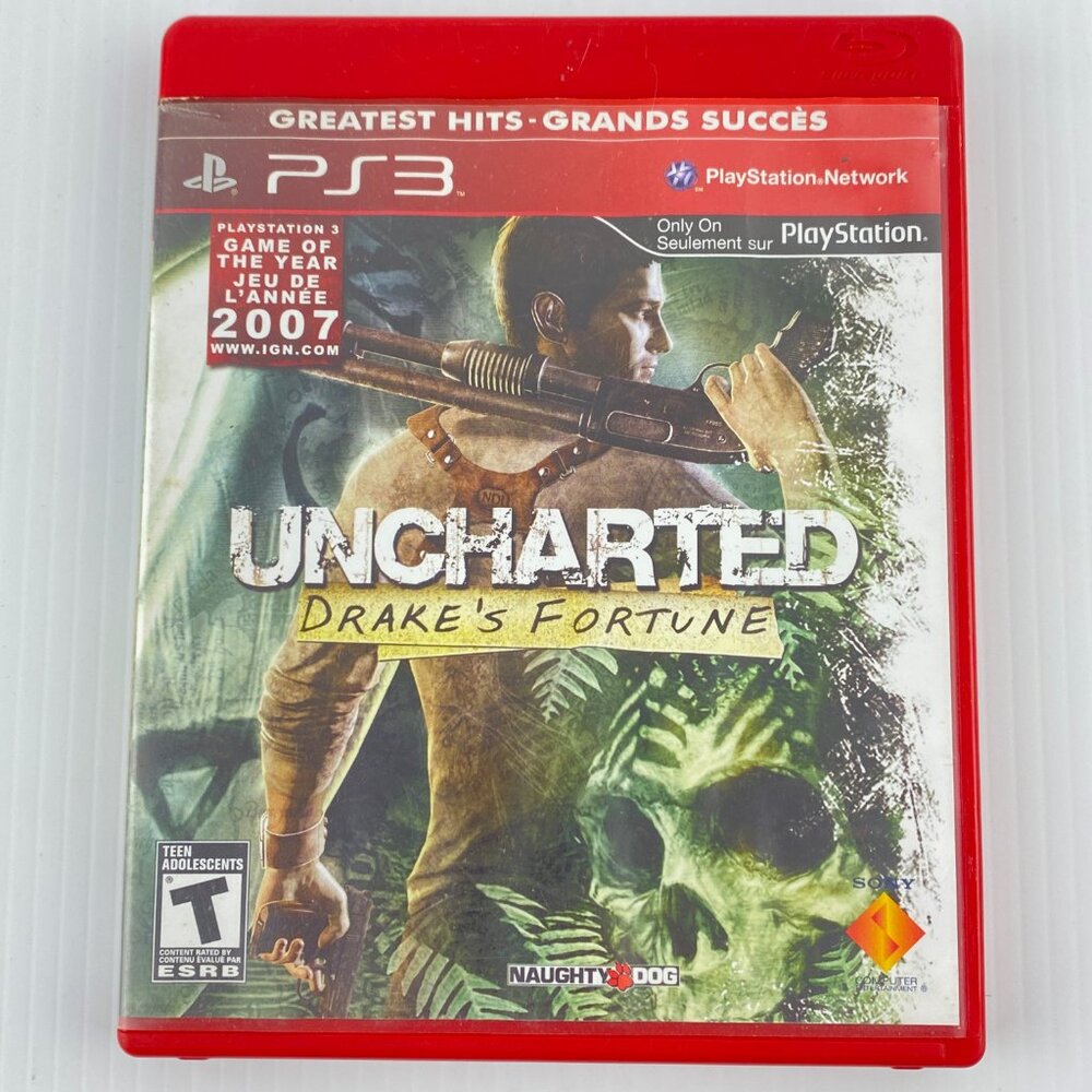 Uncharted Drake's Fortune PS3 Video Game 2007 Case Booklet Disc Rated T Teen